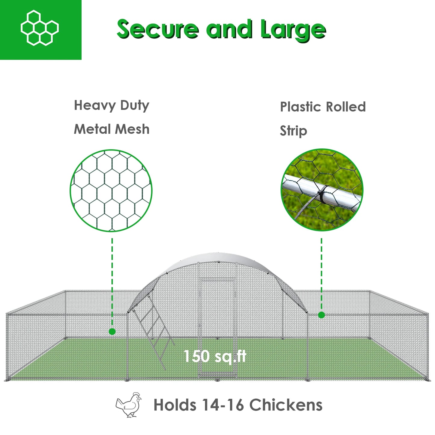 Galvanized Metal Chicken Coop Dome Roof Walk In Enclosure