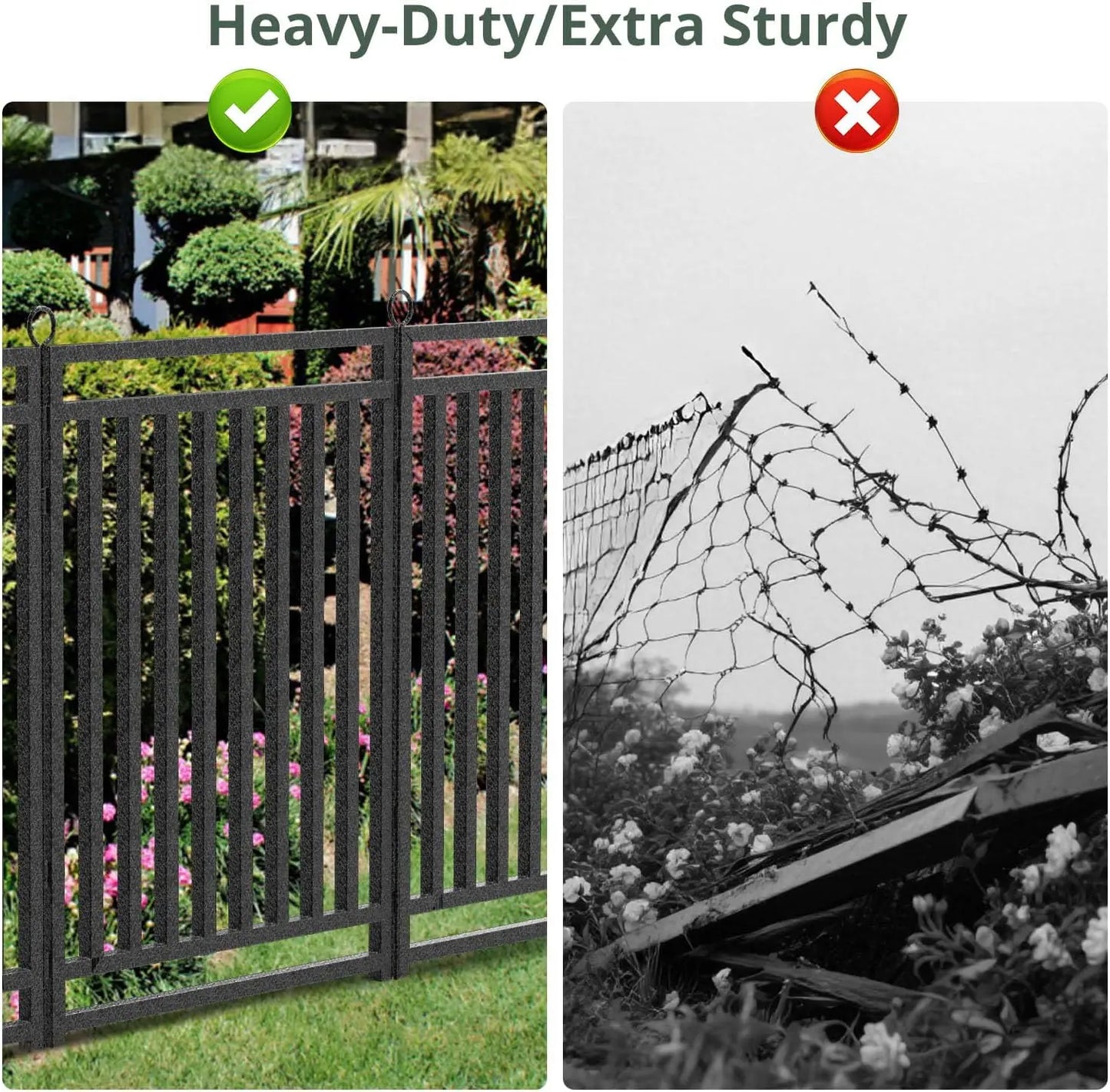 Rustproof Metal Garden Fence With Gates For Yard And Patio No Dig Installation