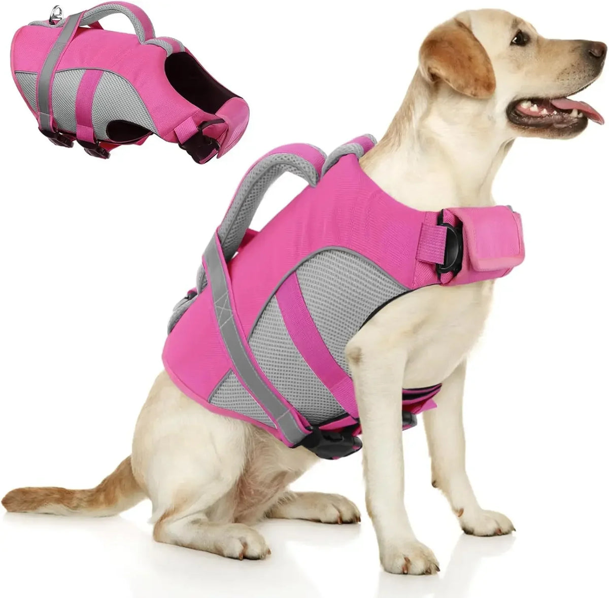 Mesh Dog Life Jacket With Rescue Handle And Reflective Trim