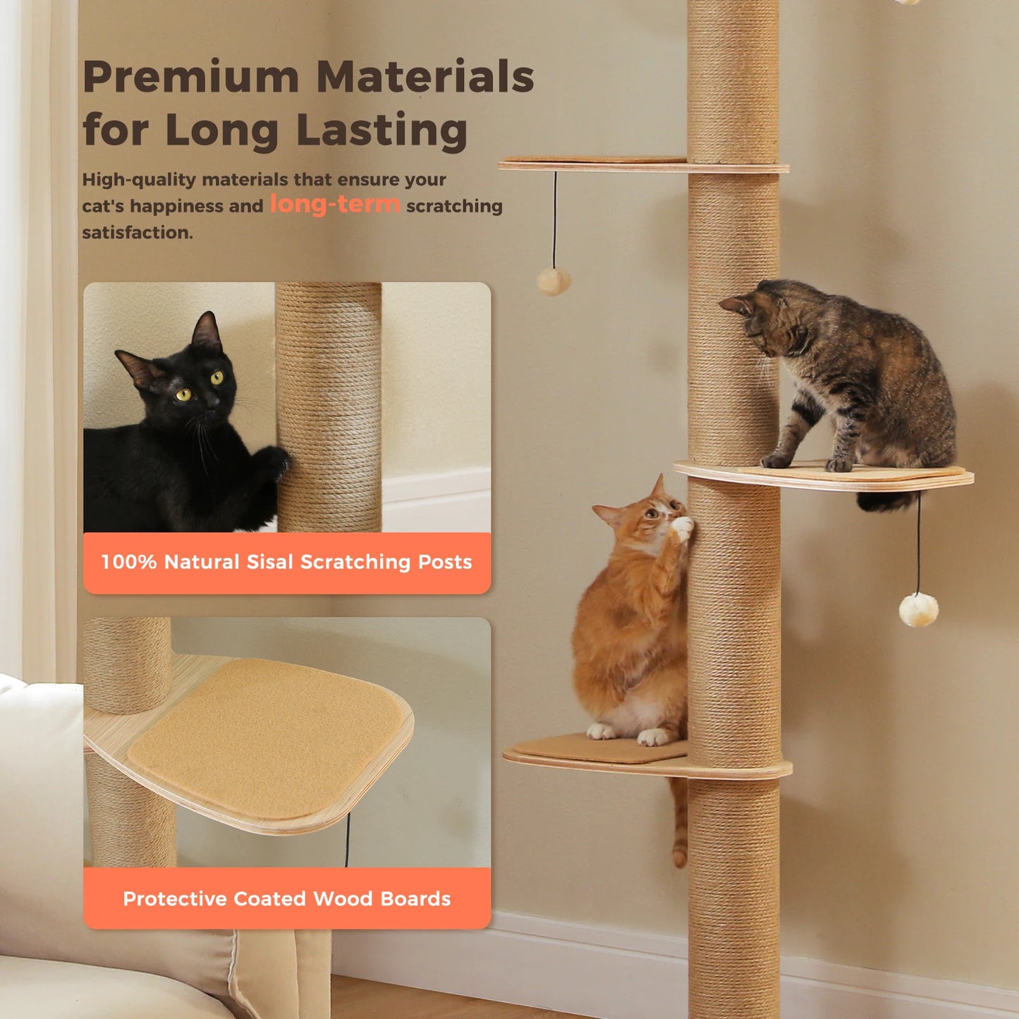 PAWZ Road Adjustable Wooden Cat Tree For Indoor Cats