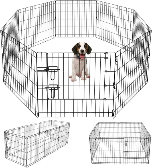 Foldable 8-Panel Pet Playpen for Dogs and Small Animals
