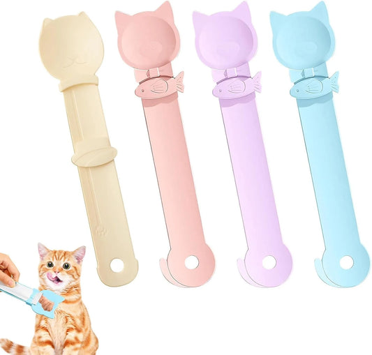 Cat Treat Dispenser Spoon Set 4 Styles For Easy Feeding