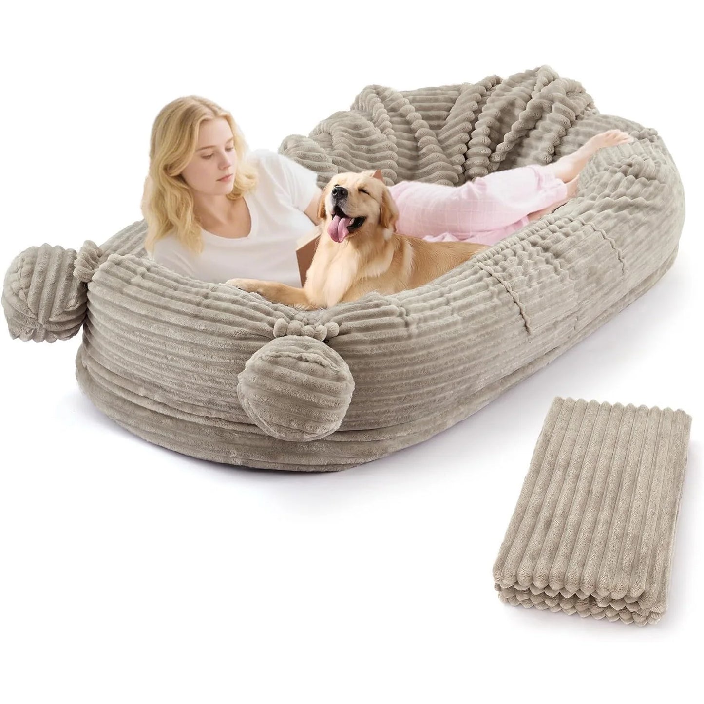 HiMISSCN Dog Bed For Adults With Removable Washable Cover Blanket