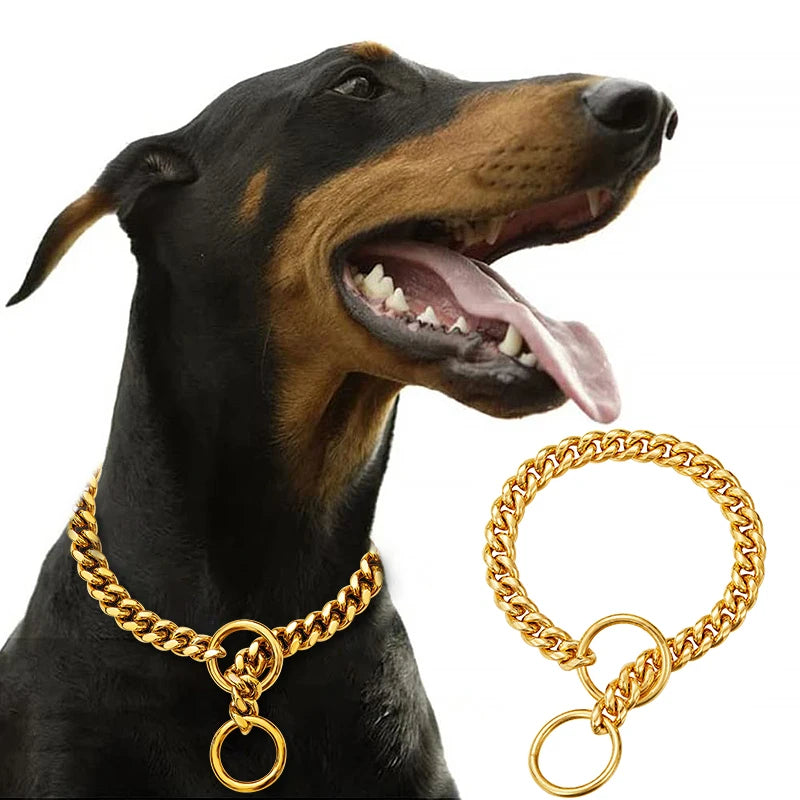 Stainless Steel Chain Collar For Dogs Cuban Link Design
