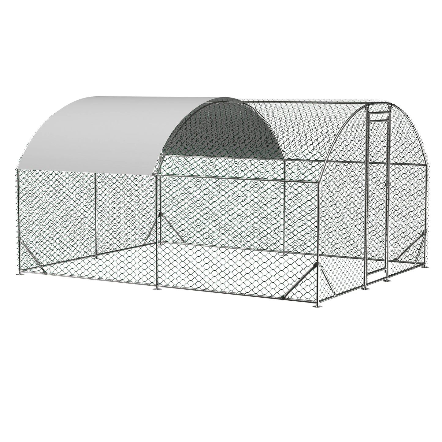 Metal Chicken Coop Walk In Run With Waterproof UV Cover Dome Hen House