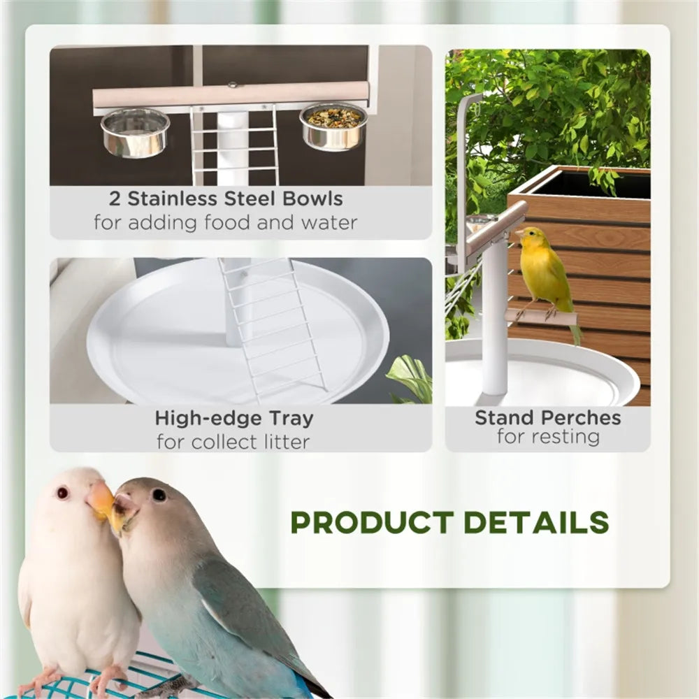 Heavy Duty Metal Bird Stand With Wheels And Stable Perch