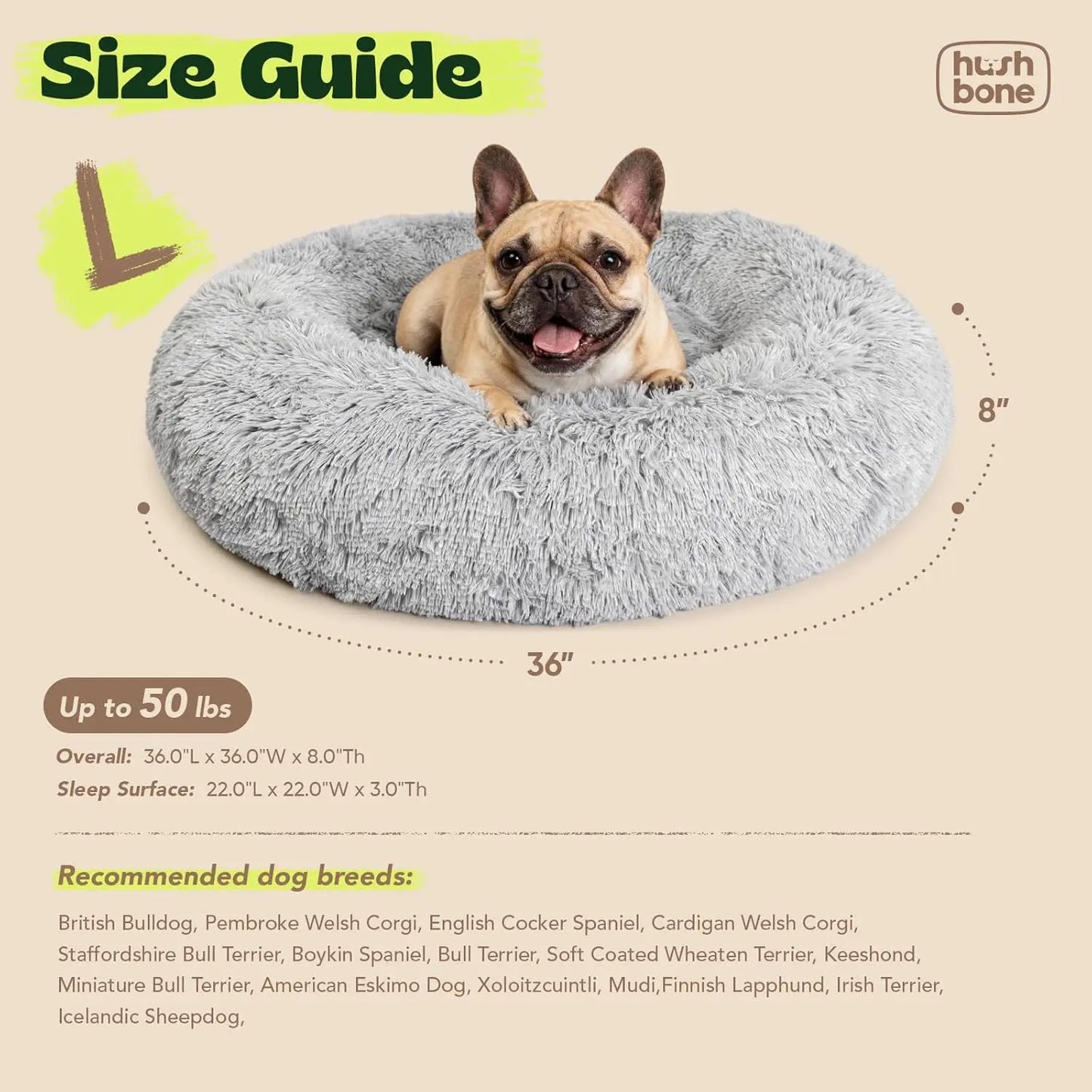 Orthopaedic Round Dog Bed With Removable Cover Calming Foam