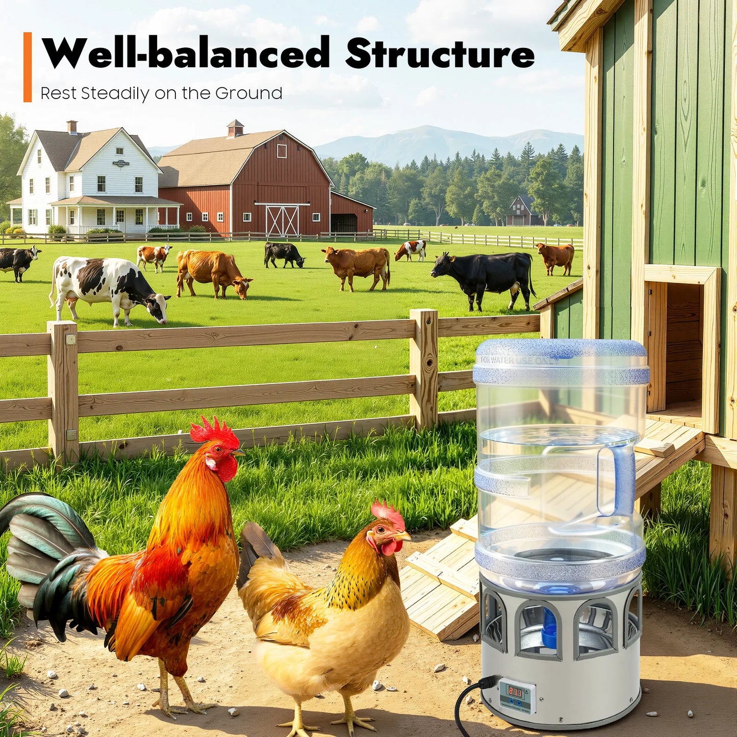 Chicken Water Heater 80W Stainless Steel LED Display For Poultry