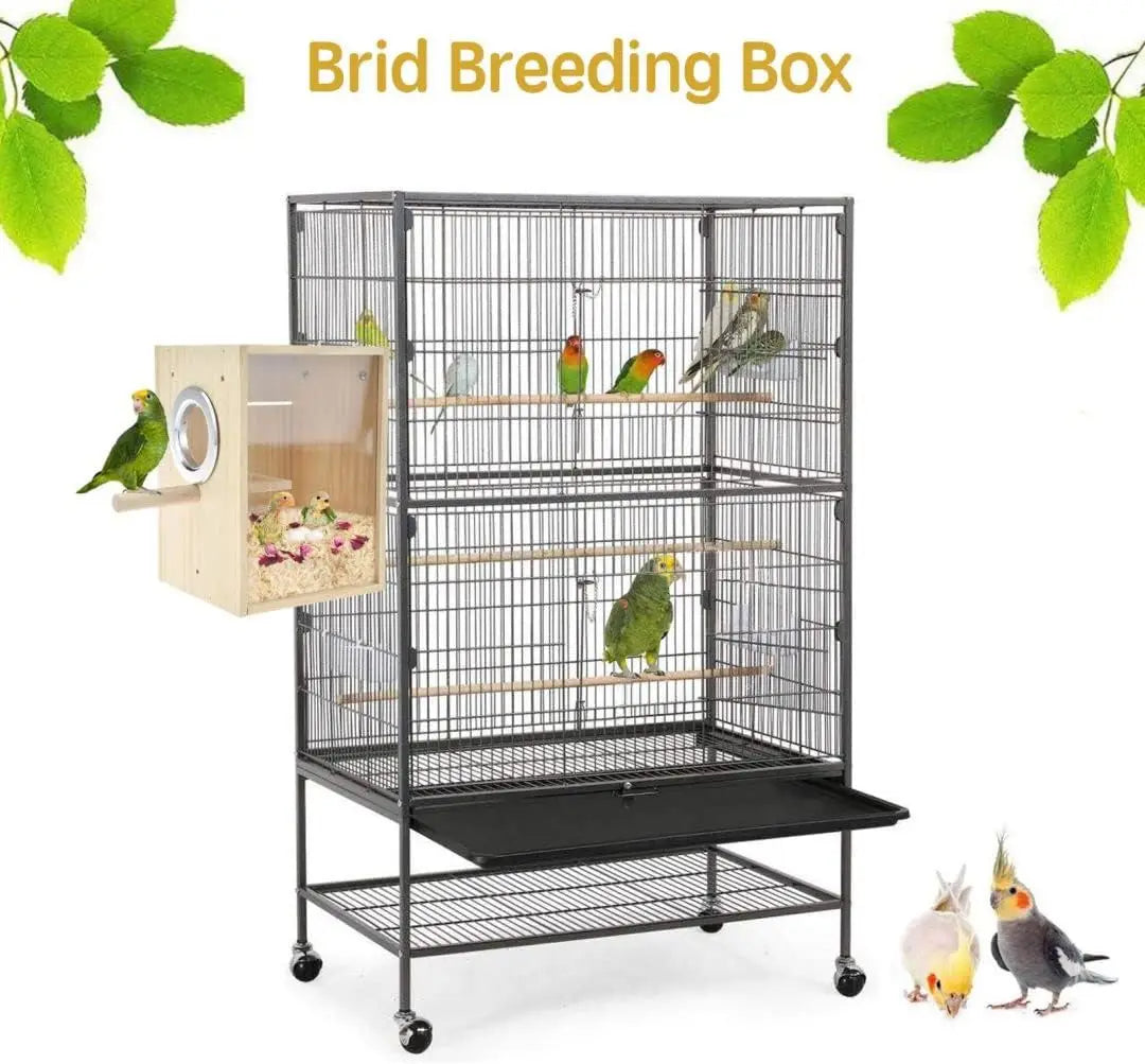 NONECN Wooden Acrylic Bird Nest Box For Parrots Finches