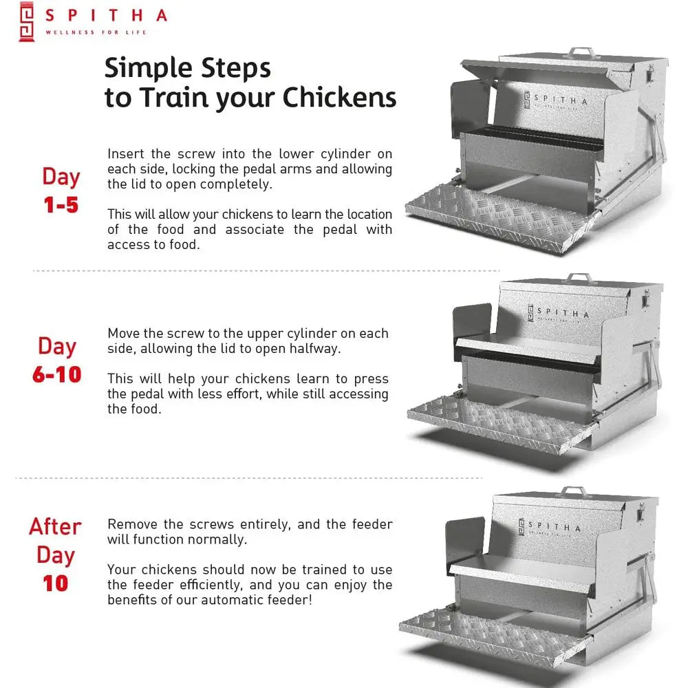 Stainless Steel Automatic Chicken Coop Feeder Rodent Proof Weather Resistant