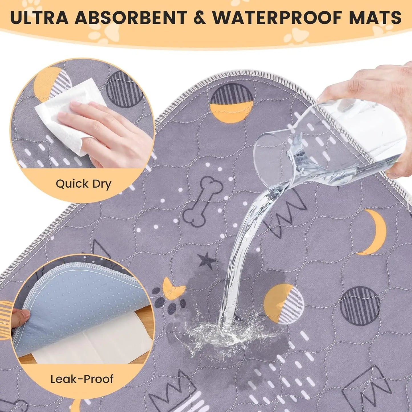 Reusable Washable Dog Pee Pads 2 Pack Waterproof Mats