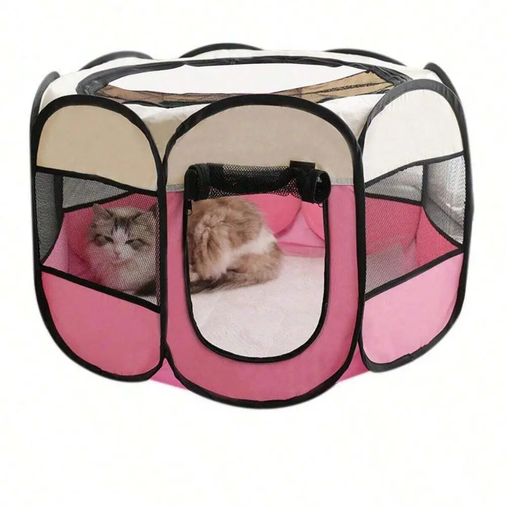 Foldable Dog Playpen Kennel Octagonal Fence Outdoor Shelter