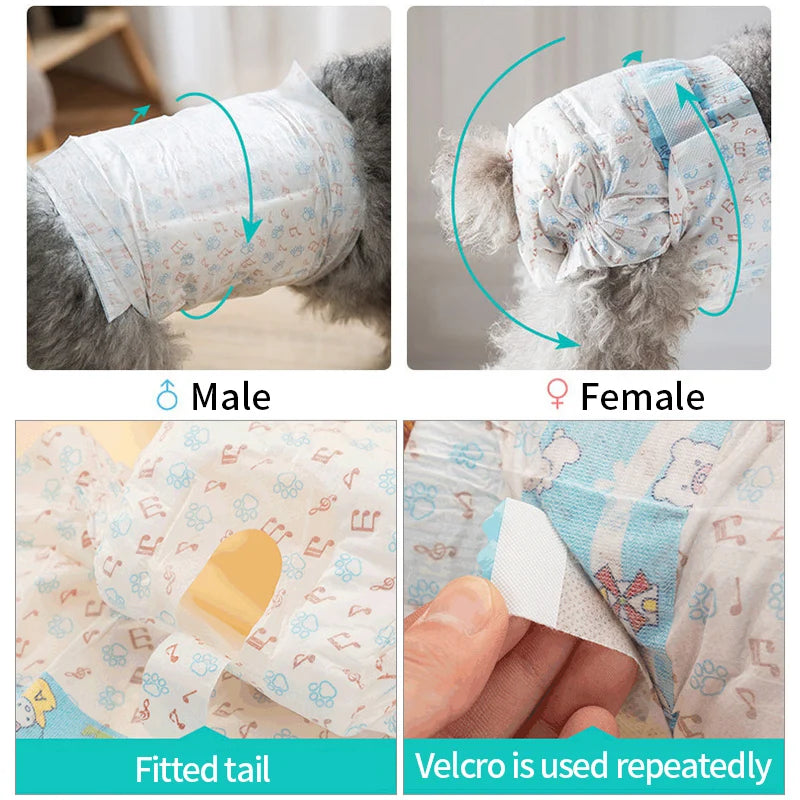 Female Dog Diaper Super Absorption Leakproof Nappies For Puppies