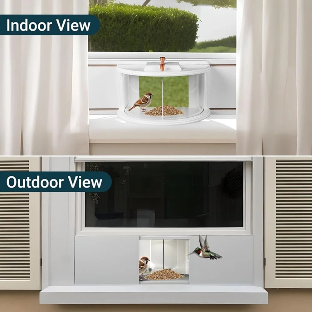 Window Bird Feeder With Recessed Design 180 Degree Clear View Tray