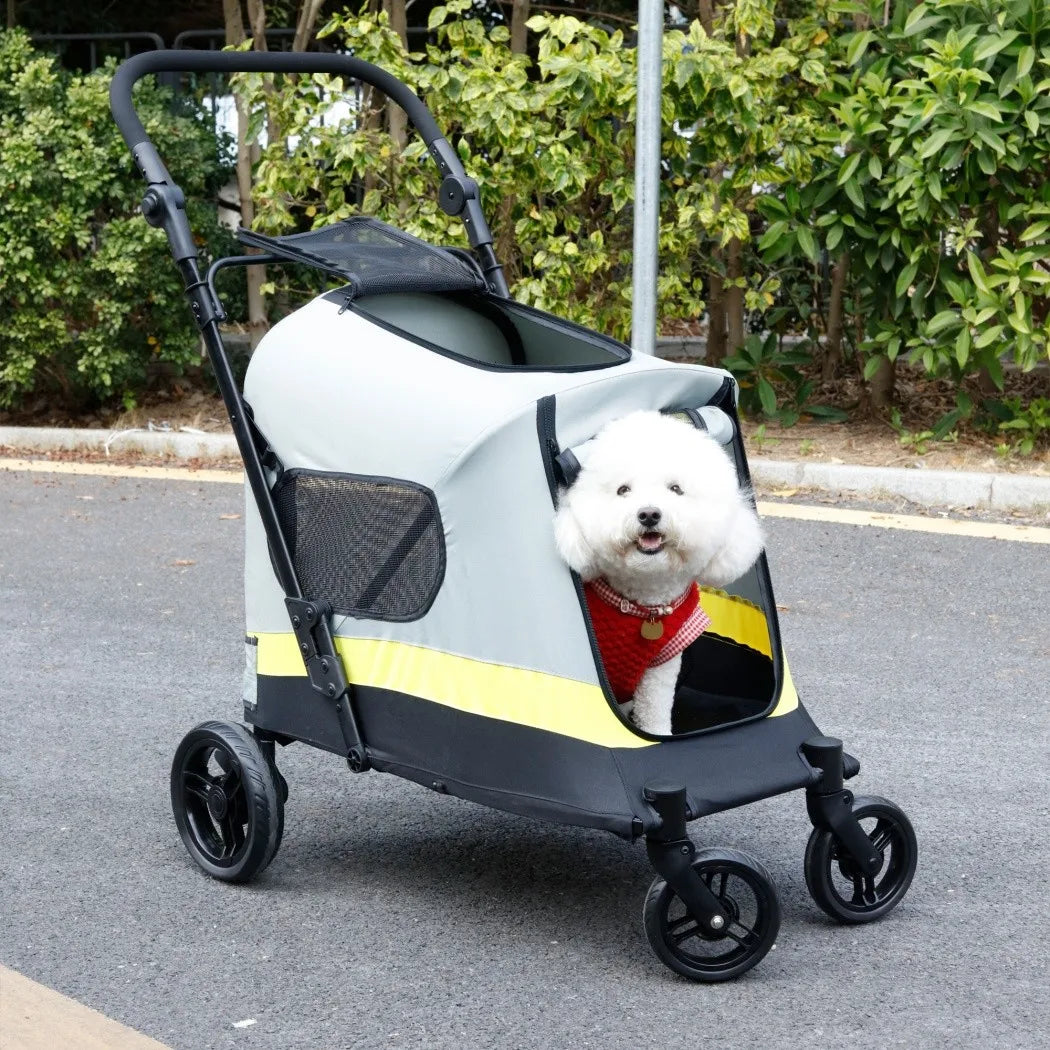 Portable Dog Stroller All Terrain Dual Entry Pet Wagon Cart