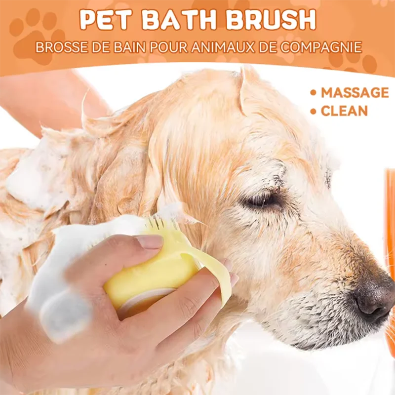 Bath Massage Brush For Pets Silicone Safety Grooming Tool For Dogs And Cats