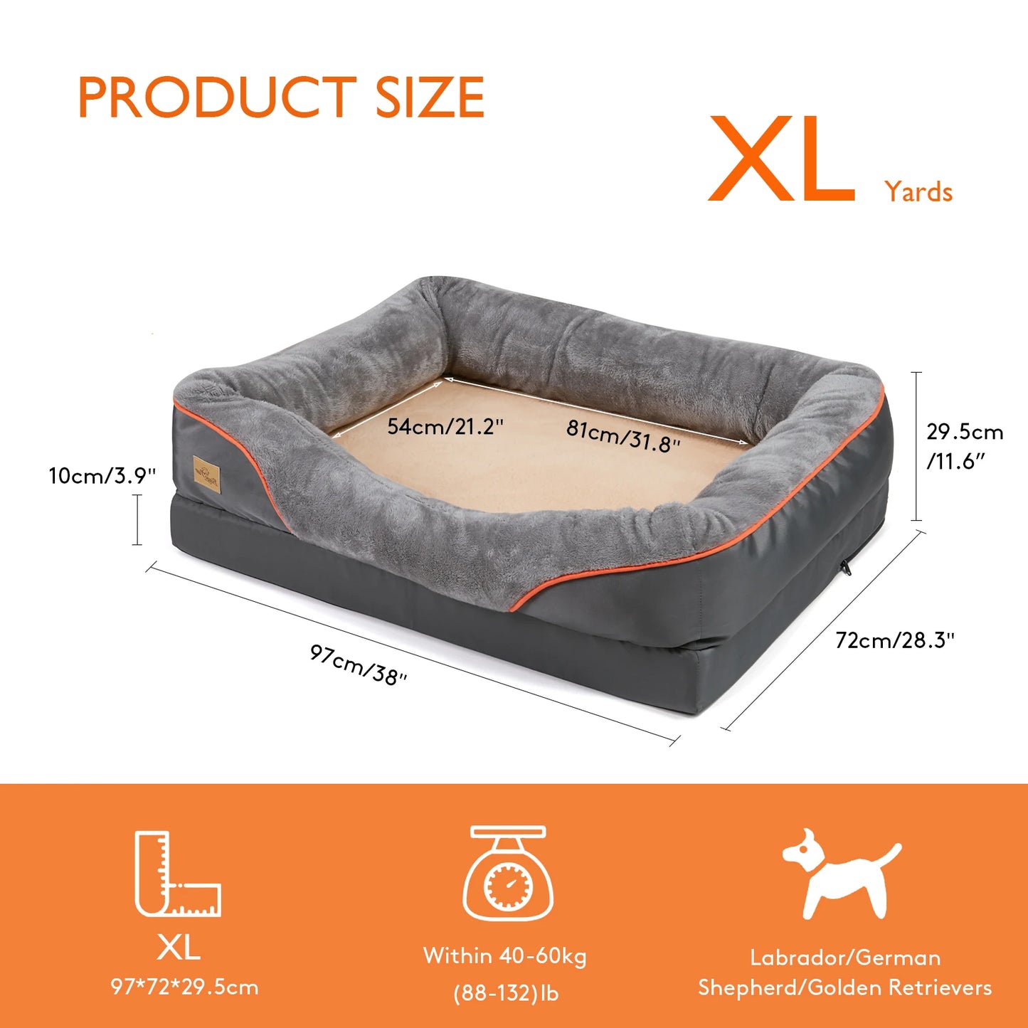 BINGOPAW Large Dog Bed Warm Fleece Anti Allergy Removable Cover