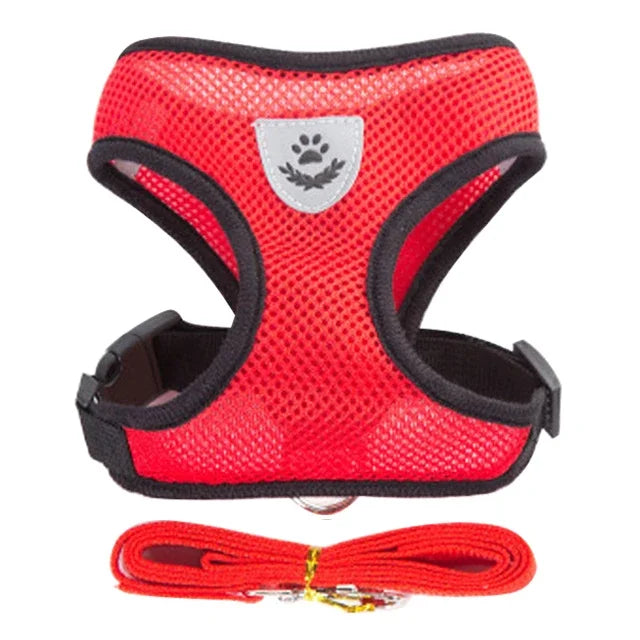 Cat And Small Dog Harness Vest With Leash Polyester Mesh