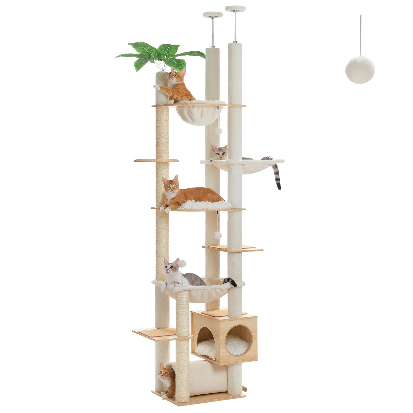 PAWZ Road Height Adjustable Cat Tree With Hammock For Indoor