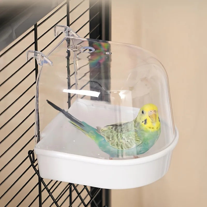 Transparent Bird Bath Tub With Easy Grip Handle Splash Proof