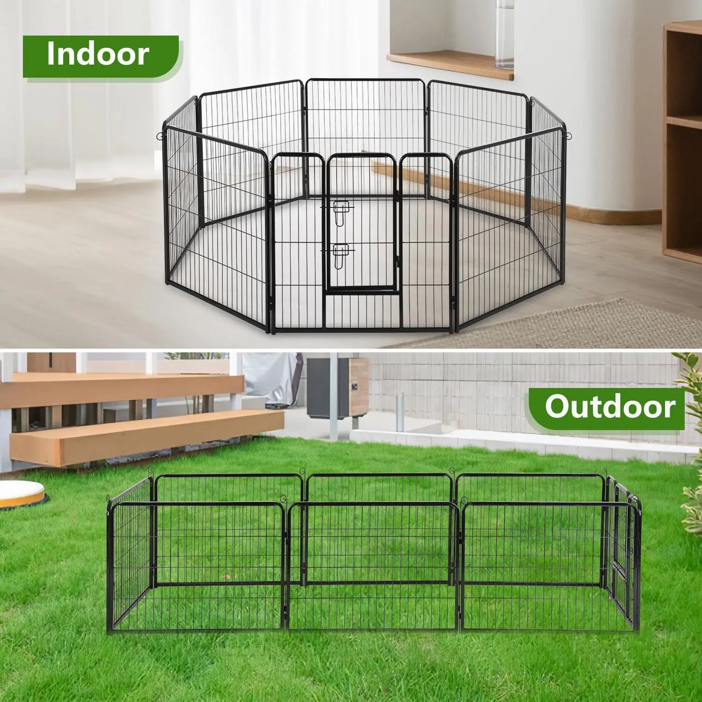Dog Playpen Heavy Duty Metal Exercise Pen Indoor Outdoor Fence
