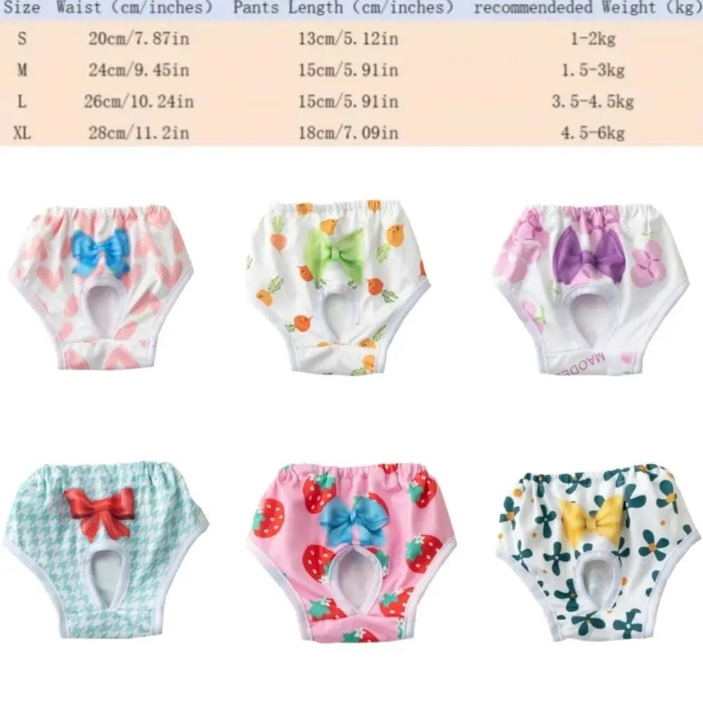 Washable Cartoon Print Dog Diaper Pants Leakproof Breathable