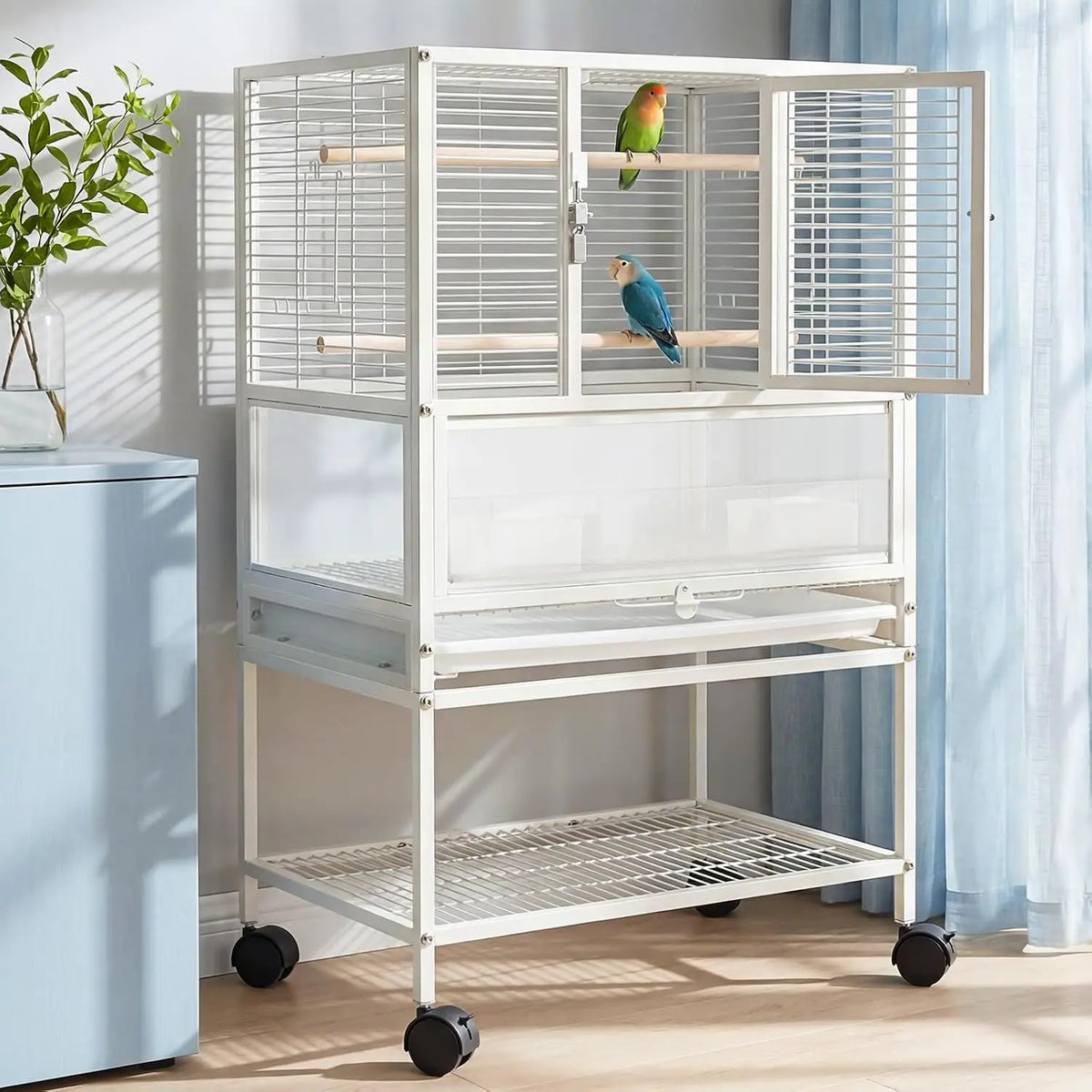 Garvee Three In One Wrought Iron Bird Cage With Wheels