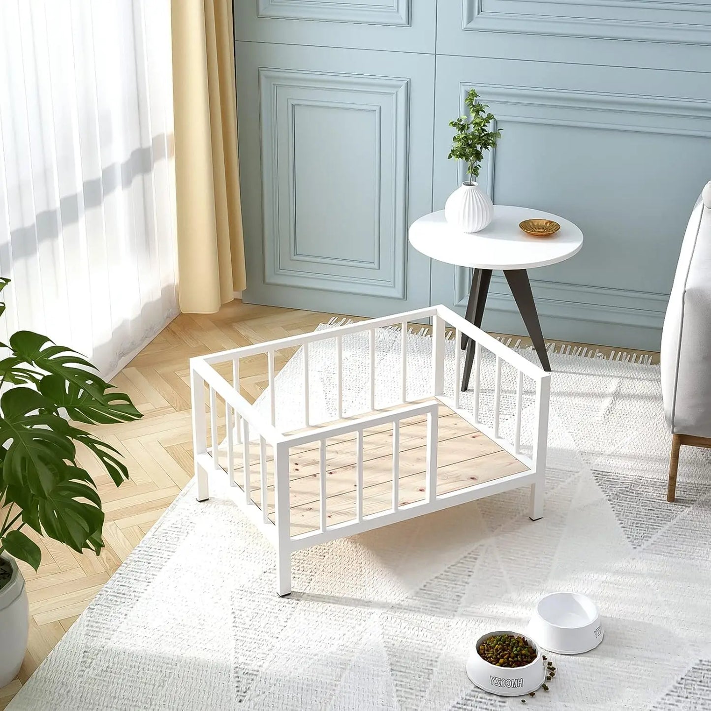 Elevated Dog Bed With Rails Metal Frame Washable Mat