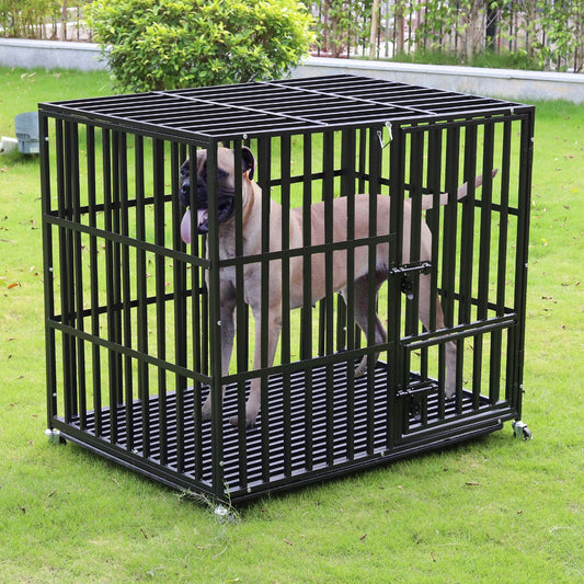 Bingopaw Heavy Duty Metal Dog Crate With Three Locked Doors