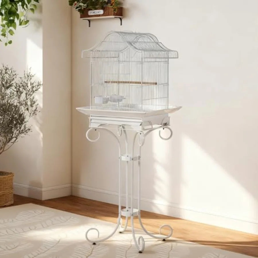 Decorative Metal Bird Cage With Stand For Parrots And Budgies