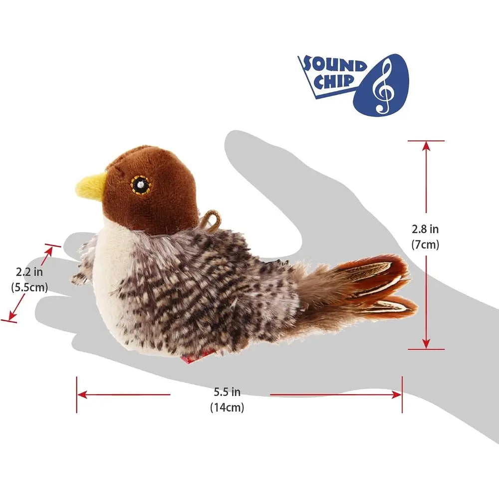Interactive Chirping Bird Cat Toy With Feather Tail Squeaker