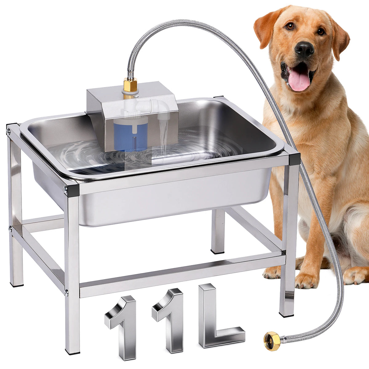 Durable Stainless Steel Elevated Dog Drinking Bowl For Pets