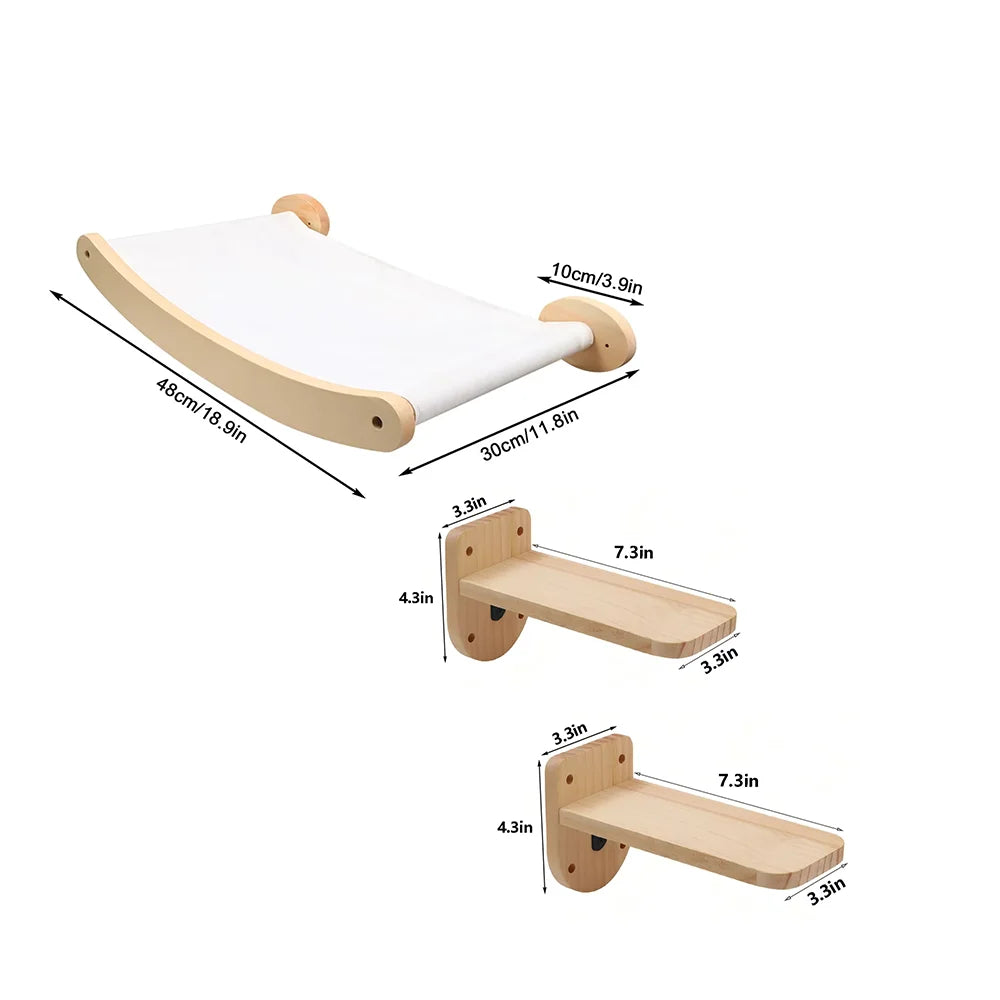 CWV Wall Mounted Cat Hammock And Sisal Rope Climbing Shelf