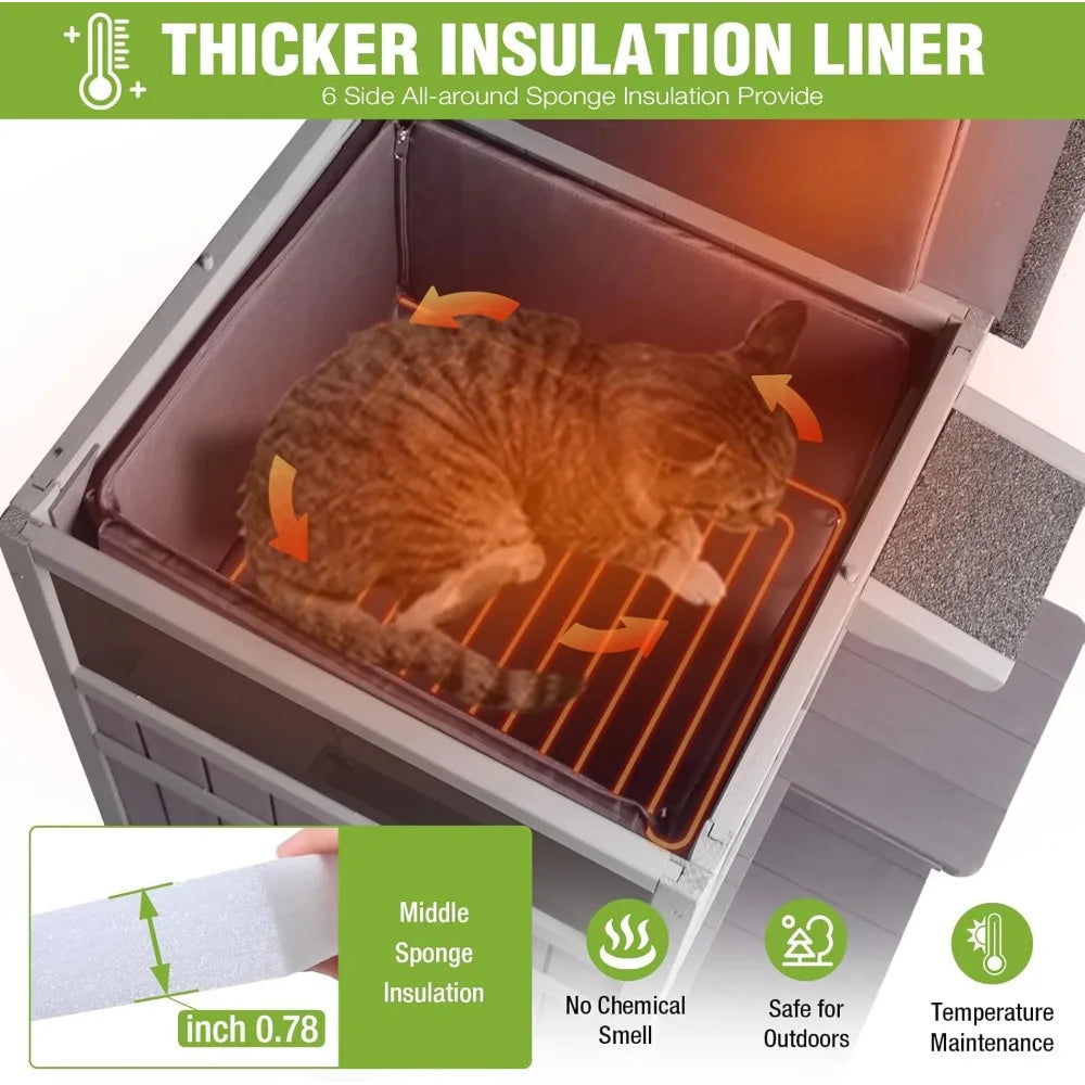 Insulated Outdoor Cat Shelter With Heated Pad For Feral Cats