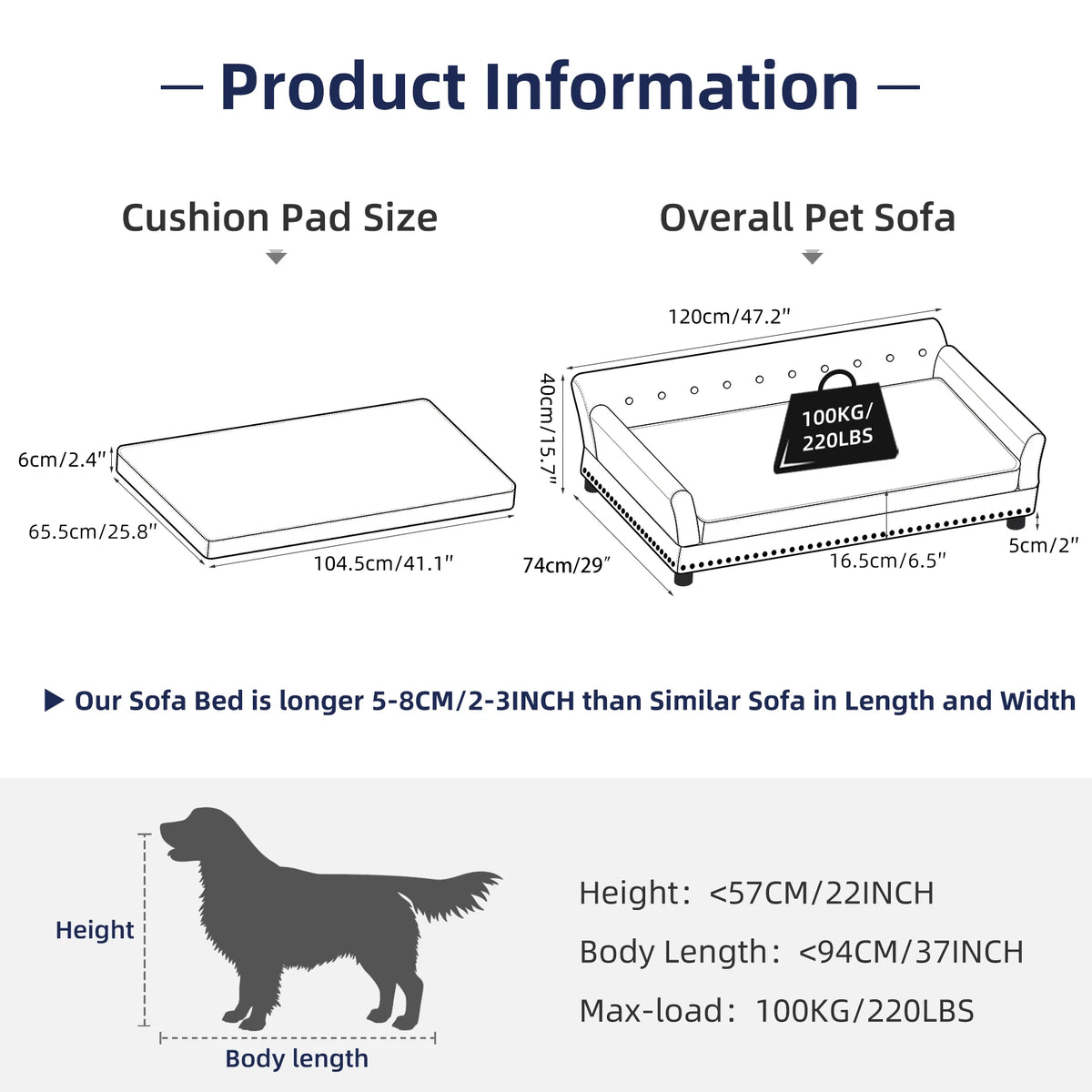 BINGOPAW Elevated Dog Sofa With Comfortable Velvet Cushion