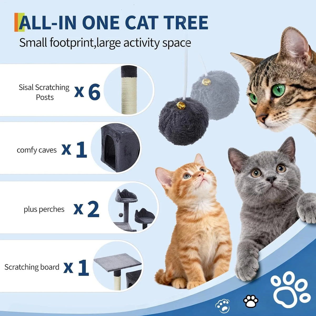 Premium Multi Level Cat Tower Featuring Sisal Scratching Posts