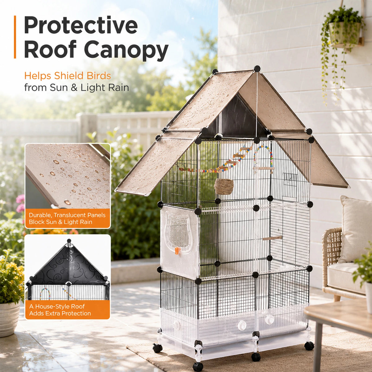 Large Bird Cage With Acrylic Door And Removable Tray
