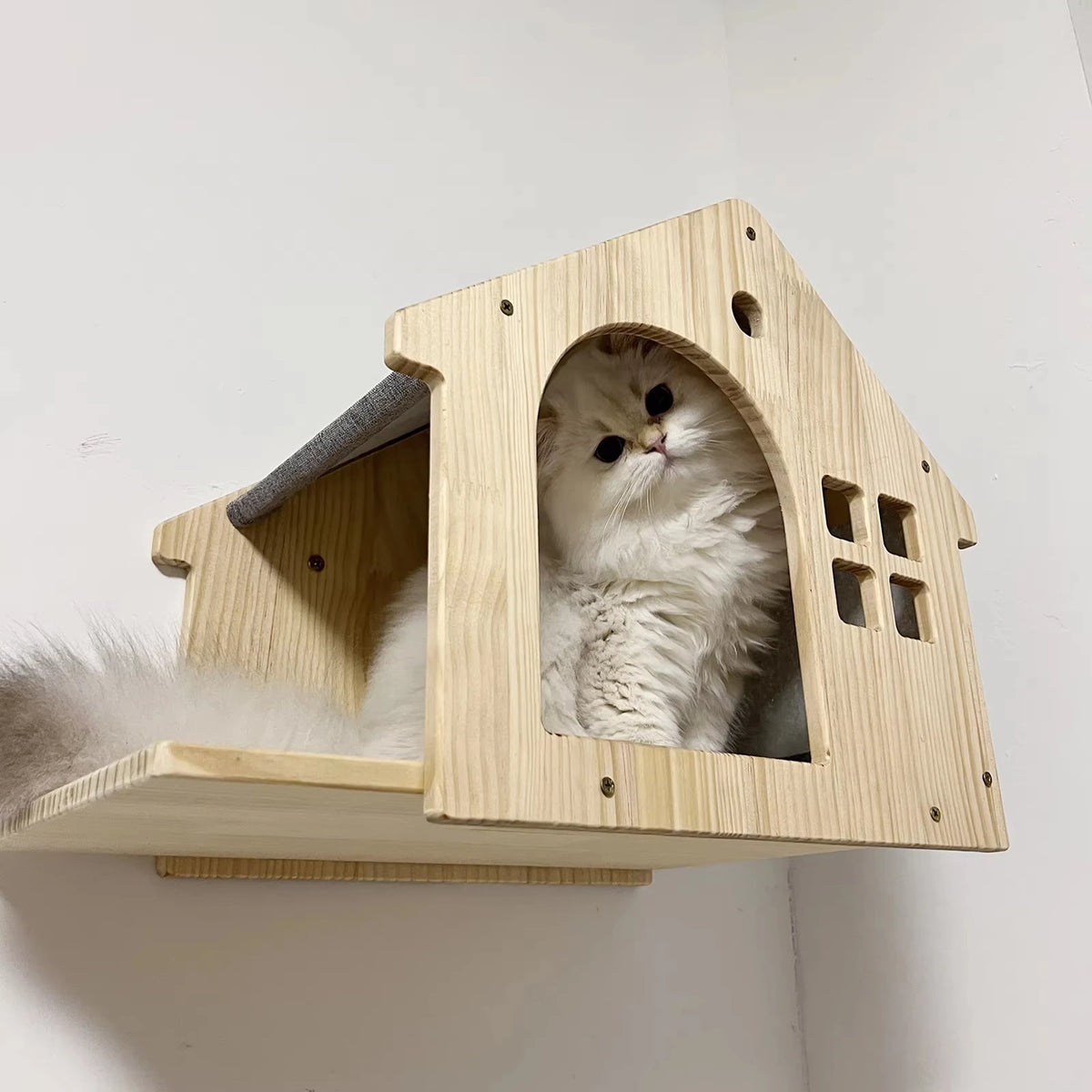 CWV Wooden Wall Mounted Cat Condo And Climbing Shelf