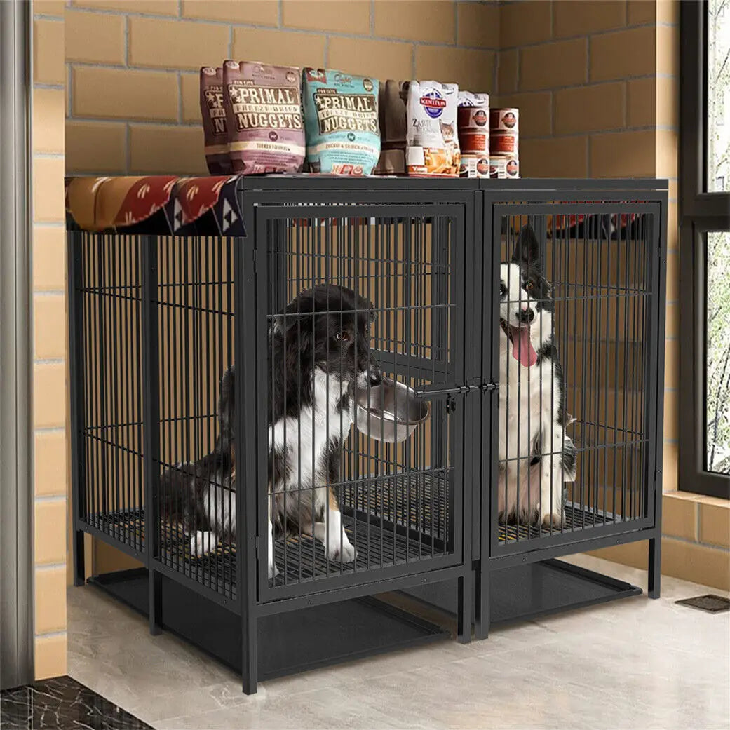 BINGOPAW Heavy Duty Metal Dog Cage With Playpen And Tray