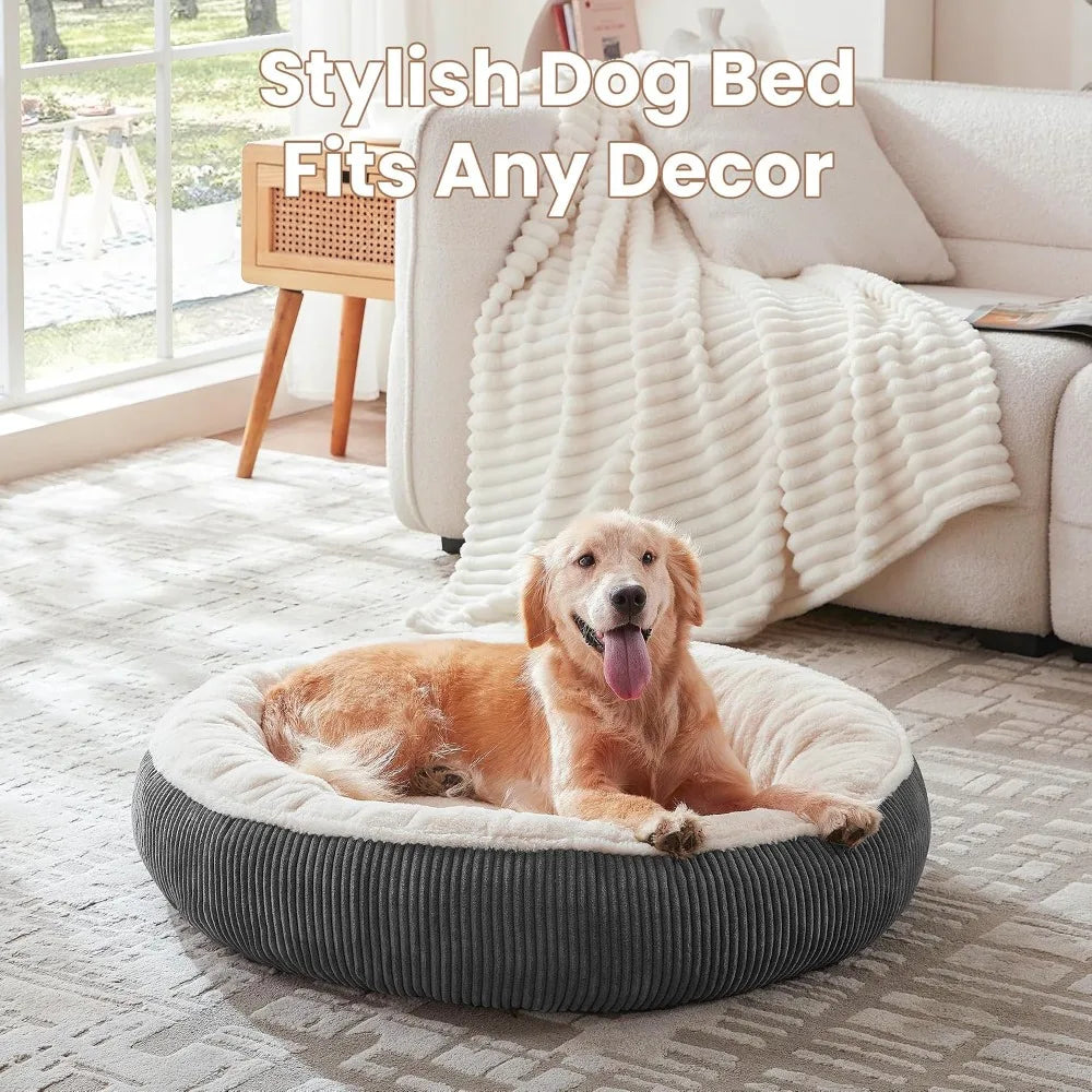 Donut Dog Bed Calming Round Pet Bed With Washable Cover