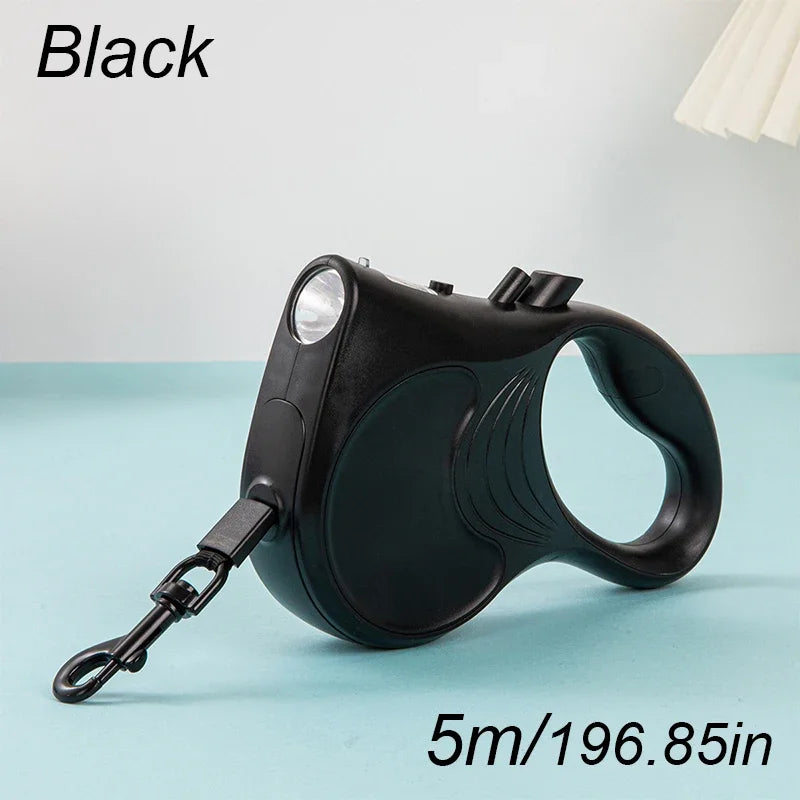 Retractable 5m Dog Leash With Lights For All Pets Durable