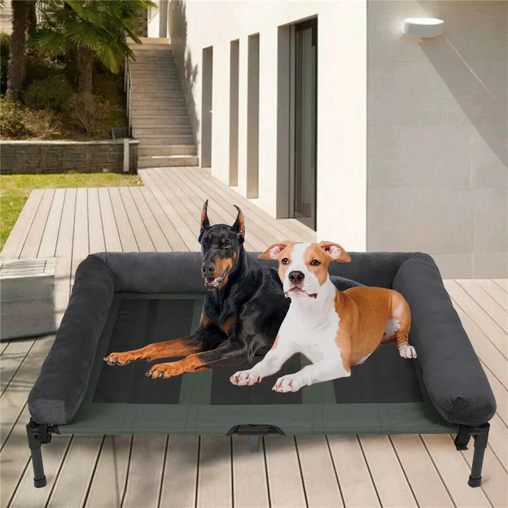 BORWART CN Outdoor Raised Dog Bed With Cooling Breathable Soft Plush Mat