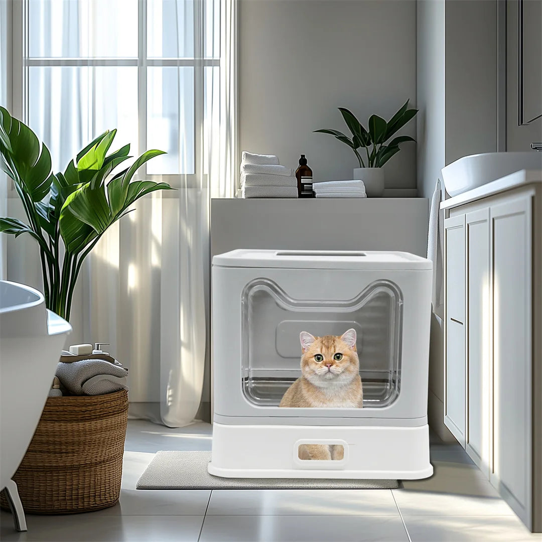 Bingopaw Detachable Enclosed Cat Litter Box With Stainless Steel Pan