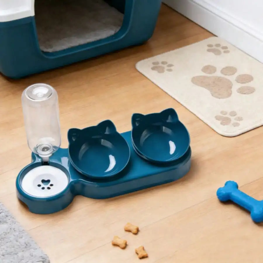 Triple Cat Bowls For Mealtime And Water Three In One