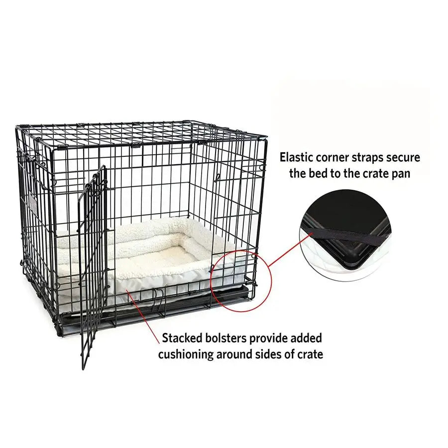 XMSJ QuietTime Double Bolster Pet Bed for Dogs Machine Washable