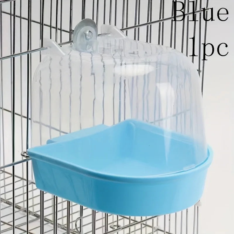 Transparent Bird Bath Tub With Easy Grip Handle Splash Proof