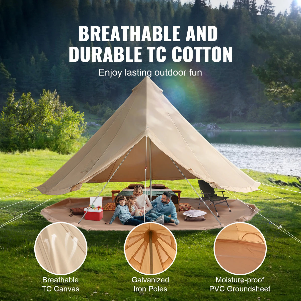 SucceBuy Four Season Canvas Bell Tent For Outdoor Camping