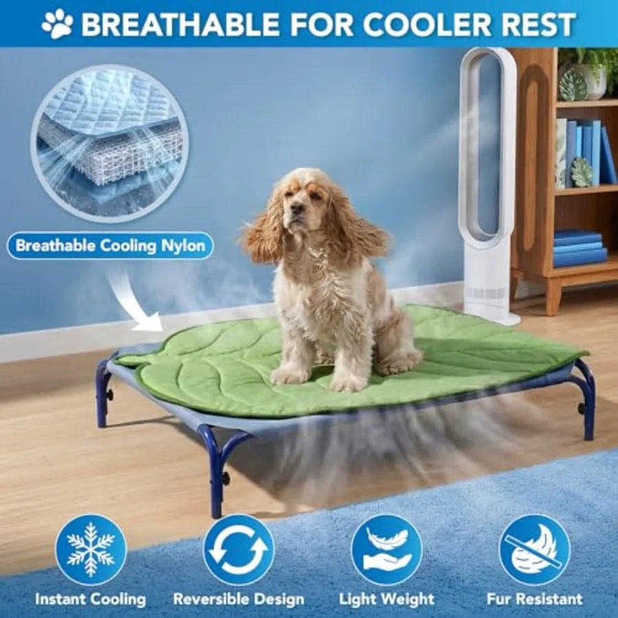 Reversible Dog Cooling Mat With Soft Fleece Pet Blanket
