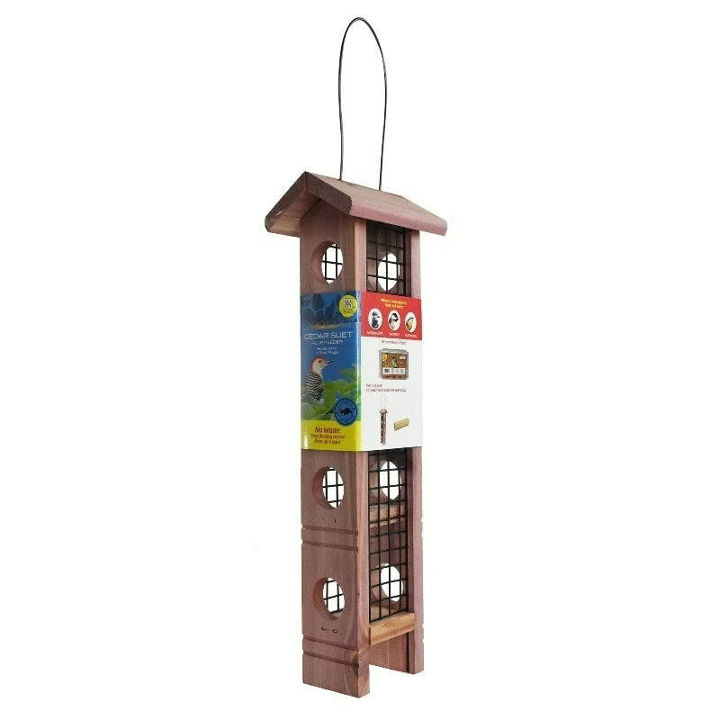 Cedar Wild Bird Suet Dough Plug Feeder For Outdoor Feeding
