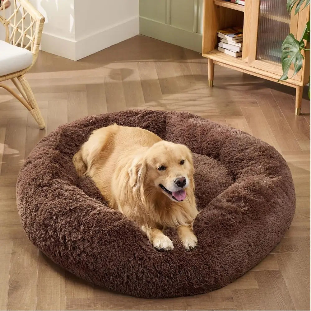 Donut Dog Bed Washable Anti Slip Plush Round Cozy Bed
